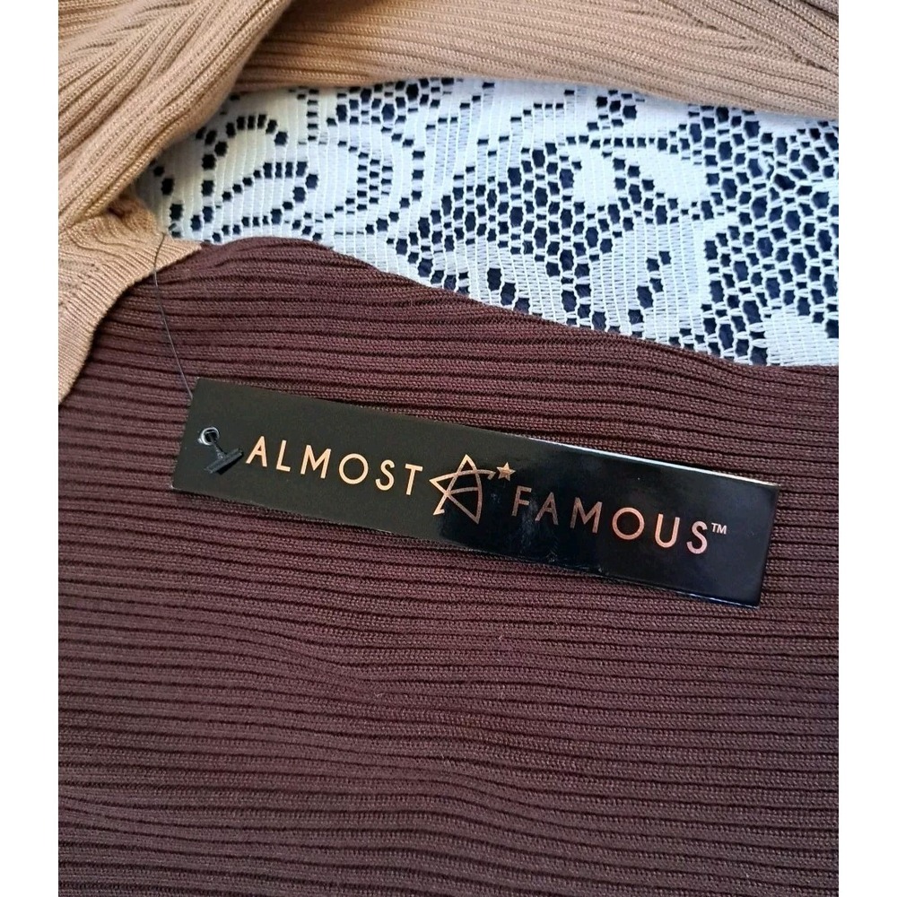 ALMOST FAMOUS Sweater Dress Womens XL Brown Color Block Long Sleeve Midi NWT - Picture 3 of 11